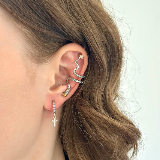 Earcuff Serpent argenté
