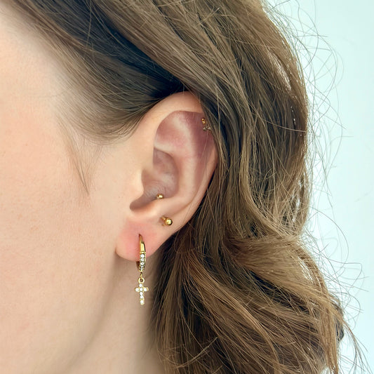 Mono boucle Croix dorée