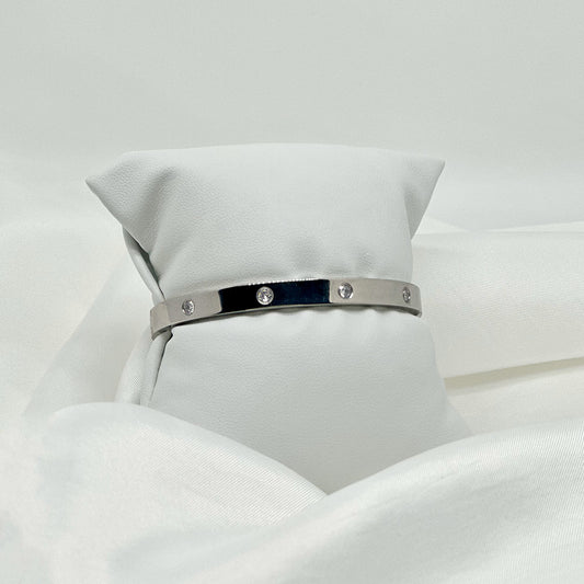 Bracelet Jonc argenté en acier inoxydable avec des strass dupe Love Cartier de Jeana Jewelry